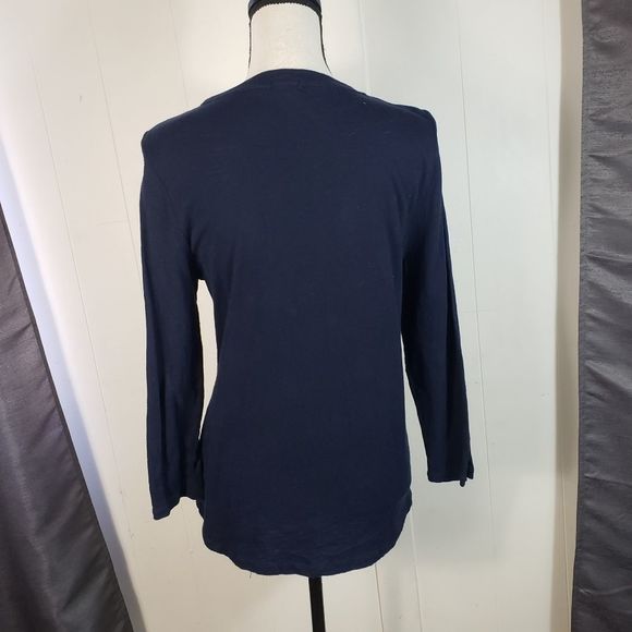 J. CREW Red Navy Blue Embroidered Brocade Sweater Size Medium - Picture 4 of 4